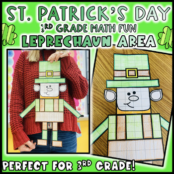 Preview of St. Patrick's Day Fun Area Leprechaun Craft Grade 3 March February Math Bulletin