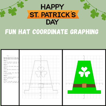 Preview of St. Patrick's Day Fun Hat Coordinate Graph Mystery Picture No Prep Worksheet