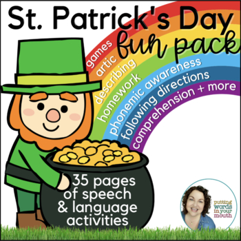 Preview of St. Patrick's Day Fun Pack | NO PREP Speech & Language Activities & Homework