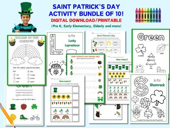 Preview of St. Patrick's Day Fun for Learners: PreK & Early Elementary Worksheet Bundle