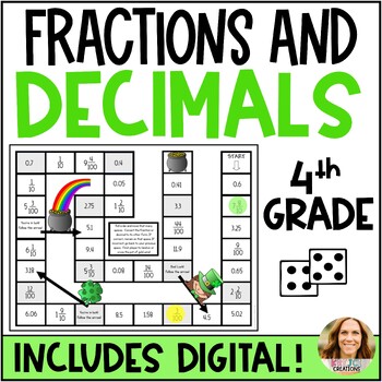 Preview of St. Patrick's Day Game - Convert Fractions and Decimals in Tenths and Hundredths