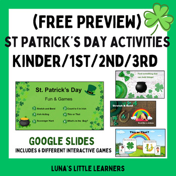 Preview of St. Patrick's Day Games - Active/Games/Brain Break (Google Slides)-FREE PREVIEW