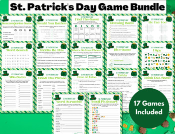 Preview of St Patrick's Day Games Bundle, St Patrick's Day Activities, St Patrick's Games