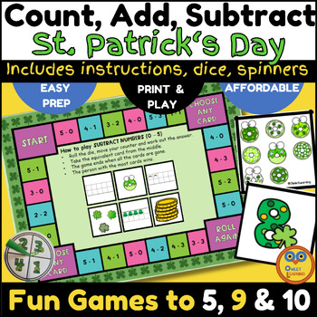 Preview of St. Patrick's Day Math Games - Count, Add, Subtract to 5, 9 & 10 for PreK & K