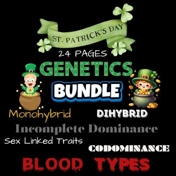 Preview of St. Patrick's Day Genetics BUNDLE: 6 DAYS & 24 PAGES PUNNETT SQUARES