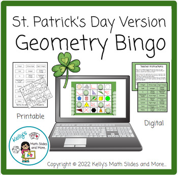 Preview of St. Patrick's Day Geometry Bingo Game - Digital & Printable