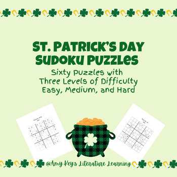 Preview of St. Patrick's Day Giant Sudoku Puzzles Middle & High School 60 Puzzles 3 Levels