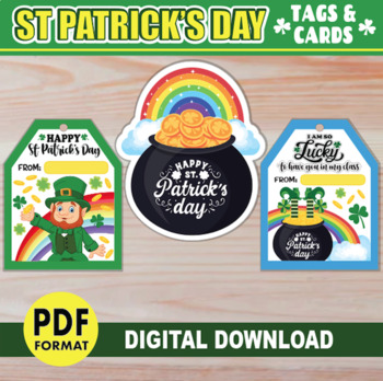 Preview of St Patrick’s Day Gift Tags and Cards |Pot of Gold Leprechaun | Treat Goodie Bags