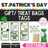 St. Patrick's Day Gift Tags l Treat Bag Topper l Editable 