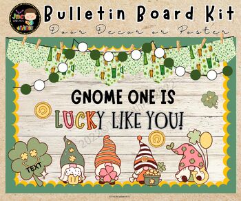 Preview of St. Patrick's Day Gnome Bulletin Board Kit,Classroom Door Decor,Editable