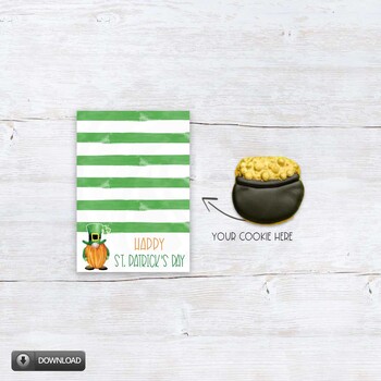 Preview of St. Patrick's Day Gnome Leprechaun Printable Cookie Card