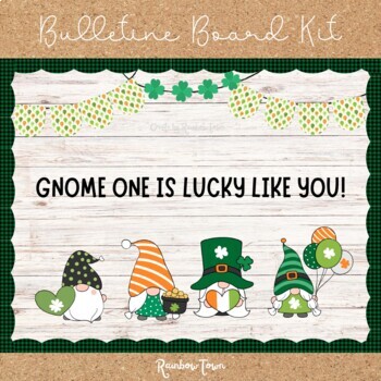 Preview of St Patricks Day Gnomes Bulletin Board March Classroom Decoration Door Decor