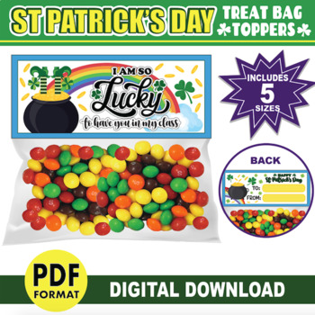 Preview of St Patrick's Day Goodie Bag Treat Toppers | Lucky Class Candy Bag Topper