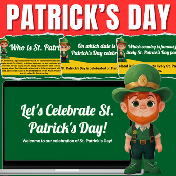 Preview of St. Patrick's Day: Google Slides with Trivia, Info, and Quizzes For Classroom