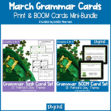 St. Patrick's Day Grammar Print Task Cards and BOOM Cards BUNDLE