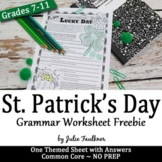St. Patrick's Day Activity, Grammar Worksheet, FREEBIE