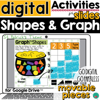 Preview of St Patrick's Day Graphing for Google Slides Graphing Shapes DISTANCE LEARNING