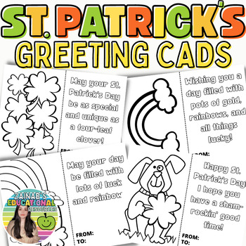 Preview of St Patty's Day Greeting Coloring Cards Messages/Letters For Parents And Teacher