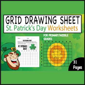 Preview of St. Patrick's Day Grid Drawing Worksheet | 3rd Worksheets