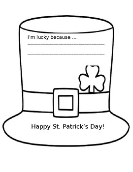 Preview of St. Patrick's Day Hat/Writing