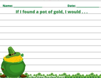 Preview of St. Patrick's Day - I Would Hide My Gold - Writing Prompt- Easel worksheet