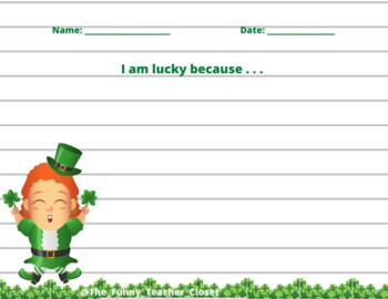 Preview of St. Patrick's Day - I am Lucky- Writing Prompt- Easel worksheet-Online Learning