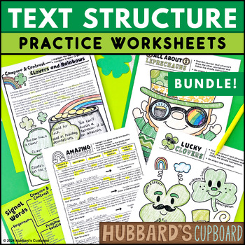 Preview of St. Patrick's Day - Identify Text Structure Worksheets w/ Graphic Organizers