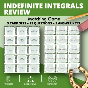 Preview of St. Patrick's Day: Indefinite Integrals REVIEW Matching Games