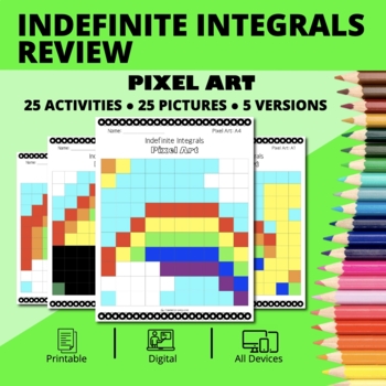 Preview of St. Patrick's Day: Indefinite Integrals REVIEW Pixel Art Activity