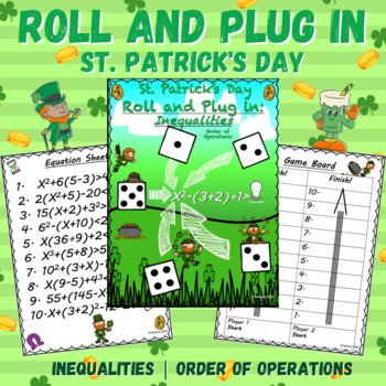 Preview of St. Patrick's Day Inequality Equations Worksheet (PEMDAS) | 5th & 6th Grade Math
