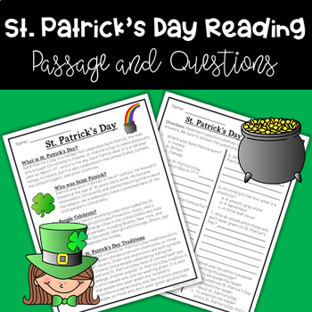 Preview of St. Patrick's Day Informational Passage with Comprehension Questions