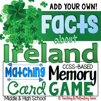Preview of St. Patrick's Day Informational Reading about Ireland with Memory Card Game