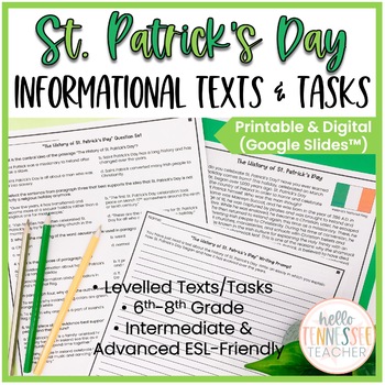 Preview of St. Patrick's Day Activities with Reading and Writing Tasks Grades 6-8
