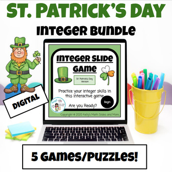 Preview of St. Patrick's Day Integer Bundle - Digital Games and Puzzles