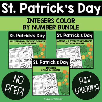 Preview of St. Patrick's Day Integers Color By Number Bundle