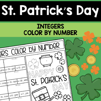 Preview of St. Patrick's Day Integers Color by Number | 7th Grade Math