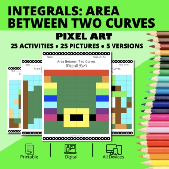 Preview of St. Patrick's Day: Integrals Area Between Two Curves Pixel Art Activity