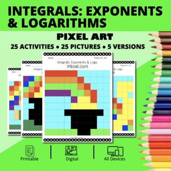 Preview of St. Patrick's Day: Integrals Exponents and Logs Pixel Art Activity
