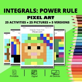 Preview of St. Patrick's Day: Integrals Power Rule Pixel Art Activity
