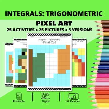 Preview of St. Patrick's Day: Integrals Trigonometric Pixel Art Activity