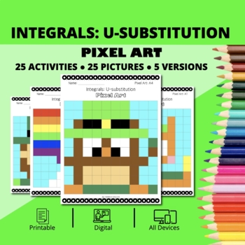 Preview of St. Patrick's Day: Integrals U-substitution Pixel Art Activity