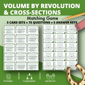 Preview of St. Patrick's Day: Integrals Volume by Revolution & Cross-sections Matching Game