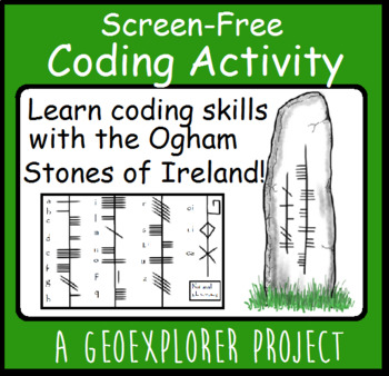 Preview of St. Patrick's Day Ireland Coding project learning about Ogham stones