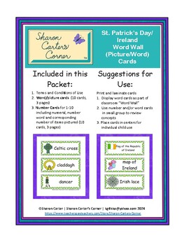 Preview of St. Patrick’s Day/Ireland Word and Picture Cards