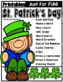 St. Patrick's Day Just for Fun Printables