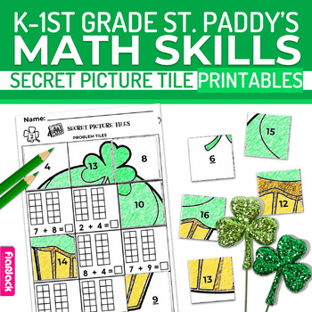 Preview of St. Patrick's Day K-1st Grade Math Skills Worksheets | Secret Picture Tiles