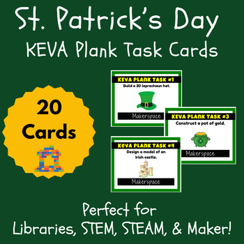 Preview of St. Patrick's Day KEVA Plank Makerspace Task Cards for Library, STEM, and STEAM