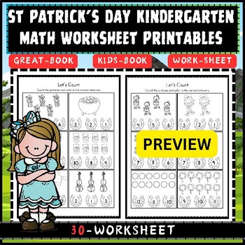 Preview of St Patrick’s Day Kindergarten Math Worksheet Printables
