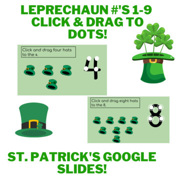 Preview of St. Patrick's Day LEPRECHAUN Touch & Count Numbers 1-9 Math! Google Click & Drag