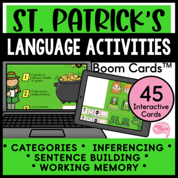 Preview of St. Patrick's Day Language Activities Speech Therapy Boom Cards™
